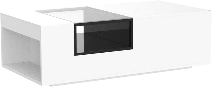 IKIFLY Modern High Glossy Coffee Table, White