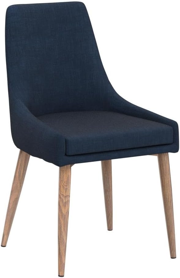 Blue Linen Metal Leg Dining Chairs 2-Pack