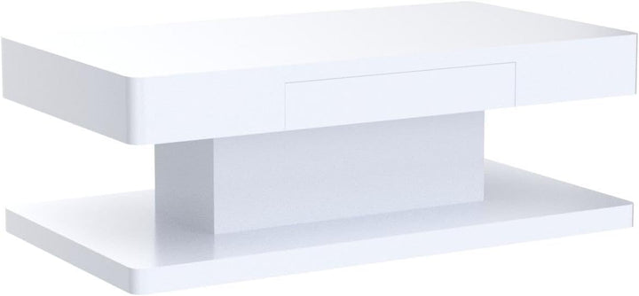 IKIFLY Modern LED Coffee Table, White High Glossy Rectangle