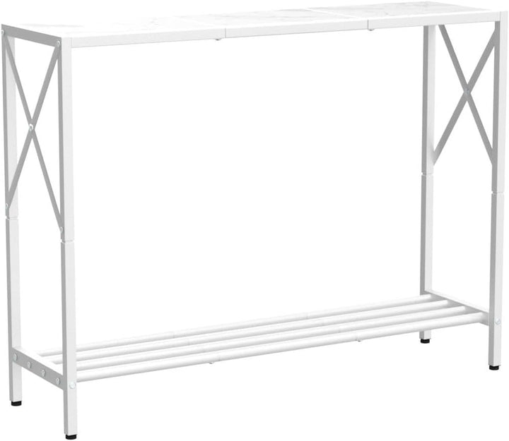 Console Table, 2-Tier Industrial Entryway, White