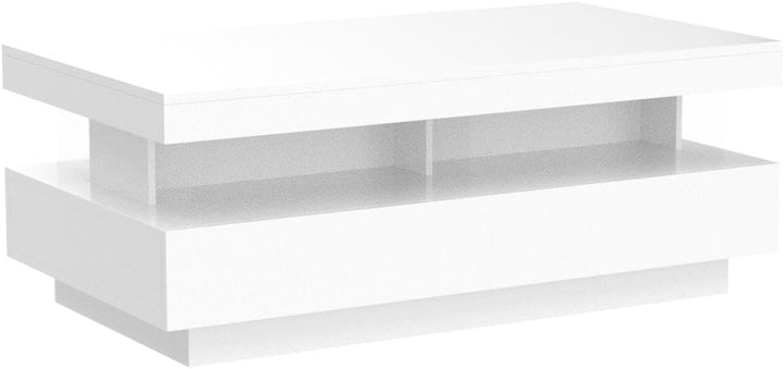 Modern LED Coffee Table, White High Gloss Finish, Acrylic Design