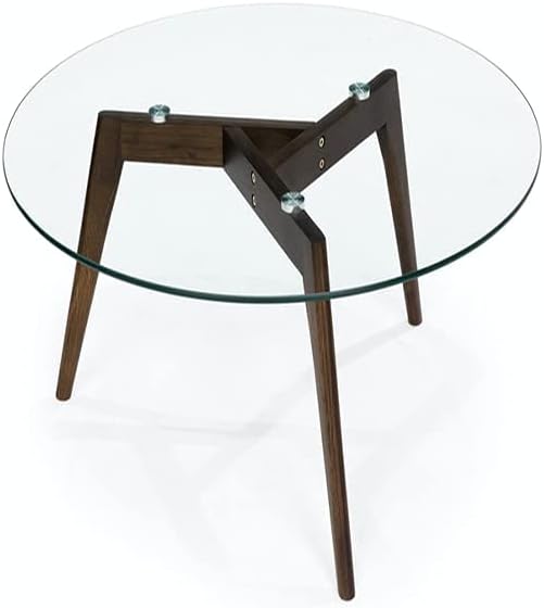 Round Tempered Glass End Table, Minimalist Mid Century Coffee Table