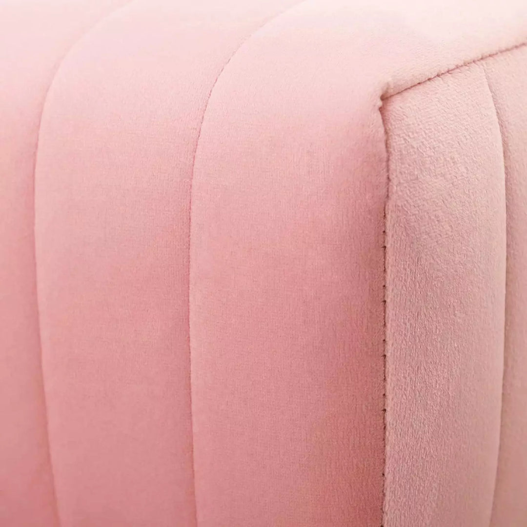 44 Inch Pink Velvet Ottoman Bench, Modern Upholstered Bedroom Bench