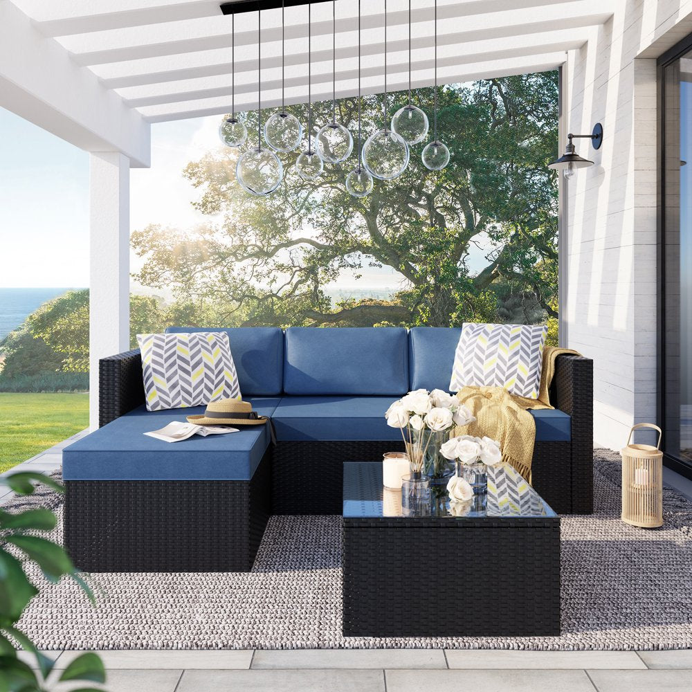 Outdoor Sofa Set: 3-Piece Aegean Blue Patio Furniture