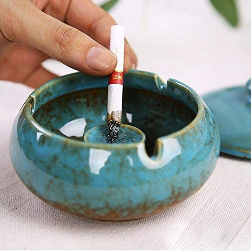 Handmade Ceramic Ashtray for Home Decoration, Blue