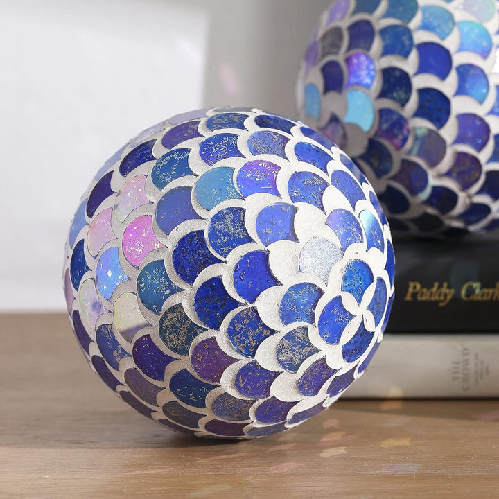 Set of 3 Decorative Balls, Glass Mosaic Spheres, Table Decoration