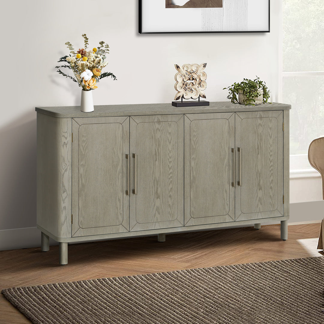 Curved Countertop 4-Door Storage Cabinet