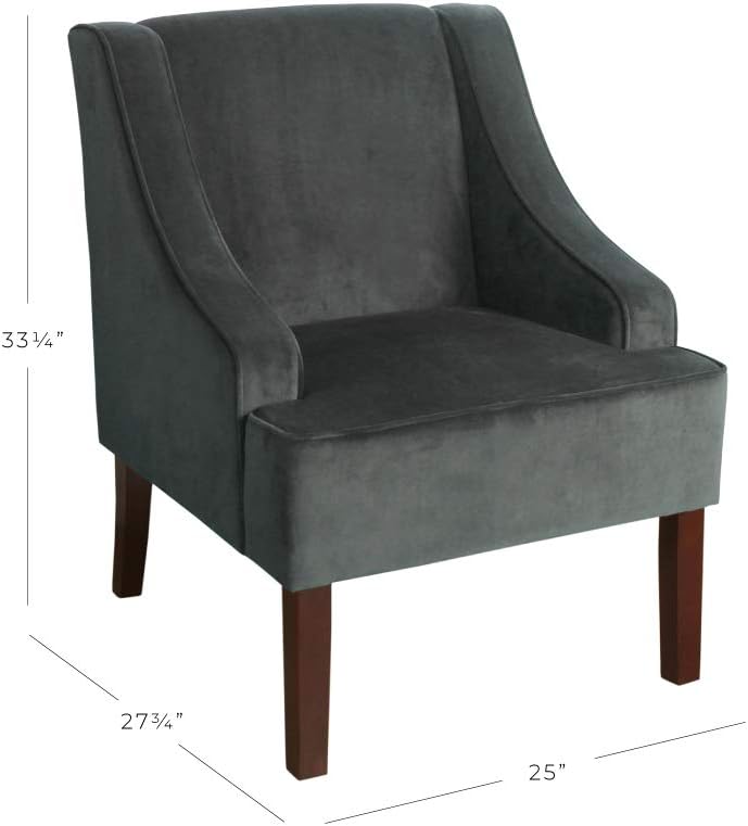 Velvet Swoop Arm Living-Room-Chairs, Dark Grey