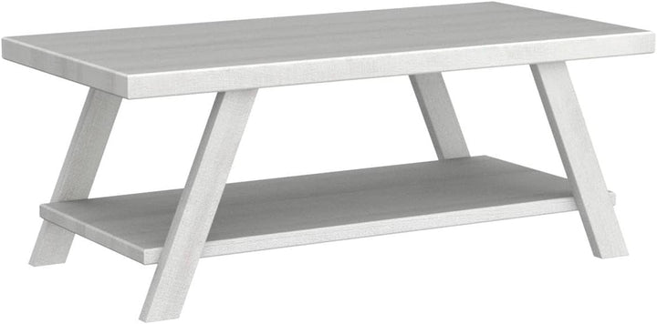 Roundhill Furniture Contemporary Wood Shelf Coffee Table, White