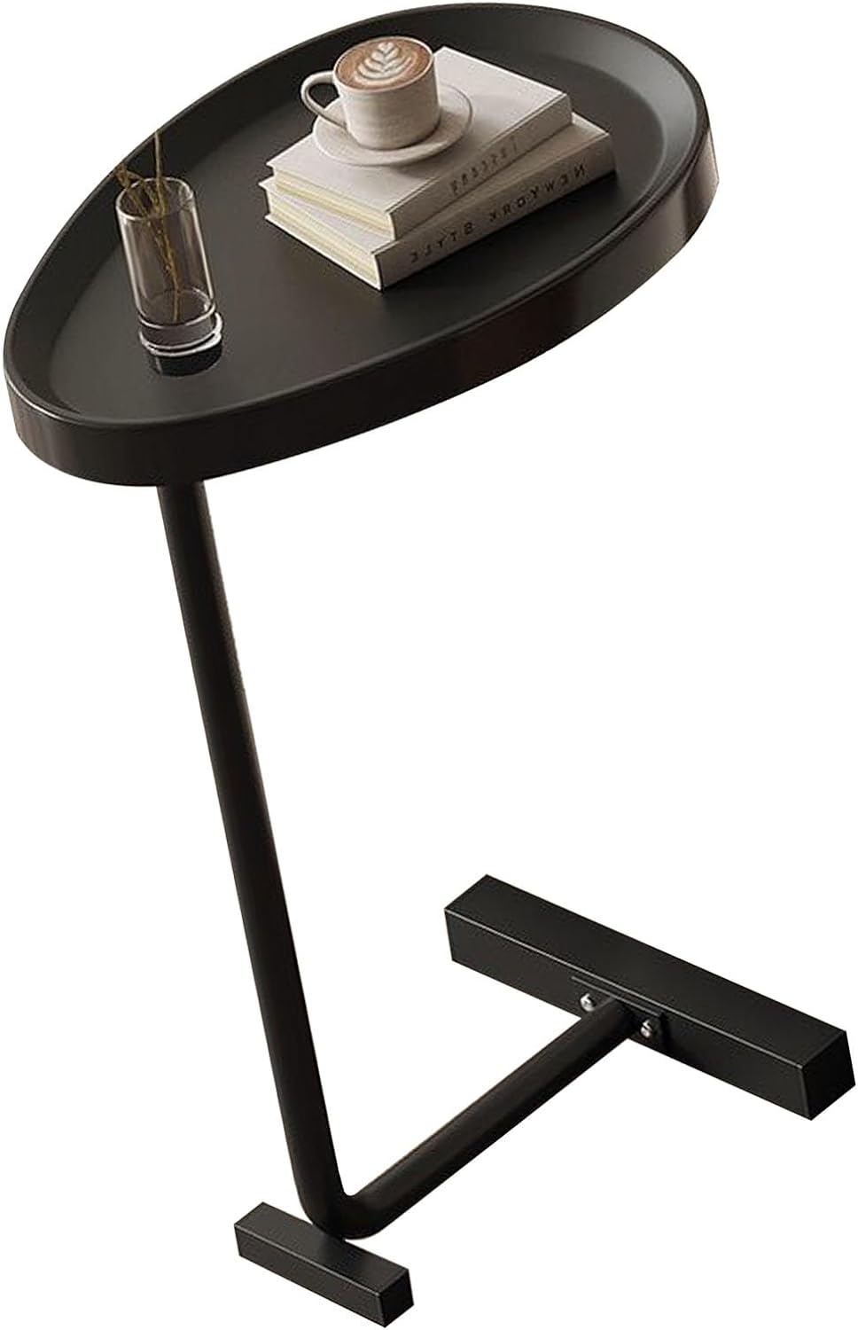 C Shaped Side Table, Compact Coffee Table, Living Room, Black