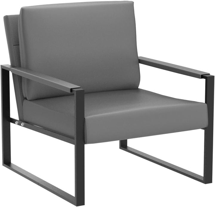 Modern PU Leather Accent Chair Arm Chair Grey