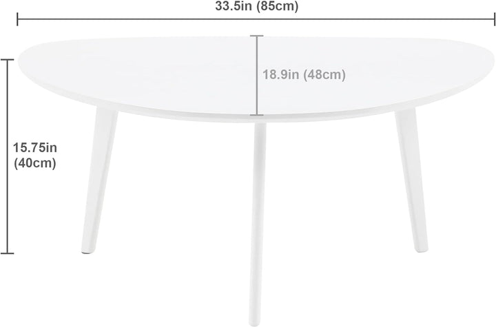 Small White Oval Coffee Table for Small Spaces, Modern