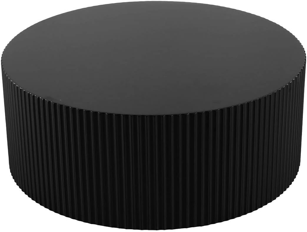 Modern Nesting Coffee Table Set, Wood Circle Drum Side Table, Single-black