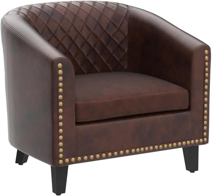 Armchair Barrel Club Chair,Modern PU Leather Accent