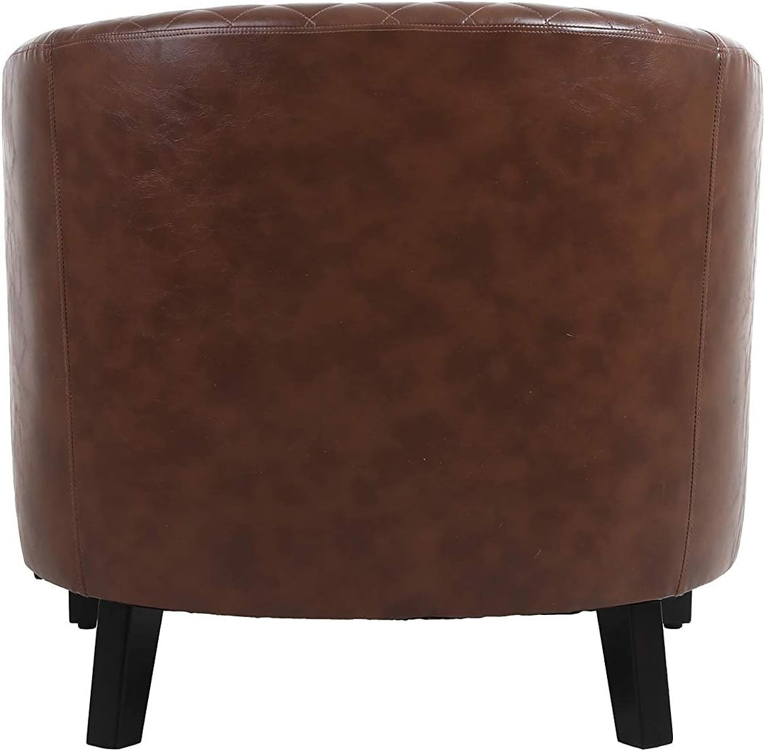 Armchair Barrel Club Chair,Modern PU Leather Accent