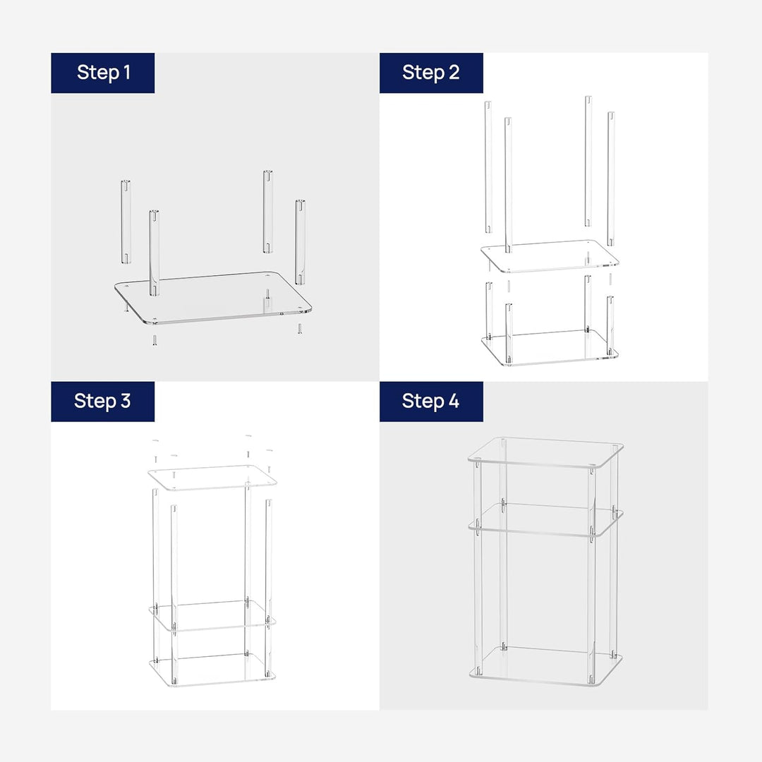 Small Acrylic Side Table, 14"x11.5"x23.2", 3 Tier