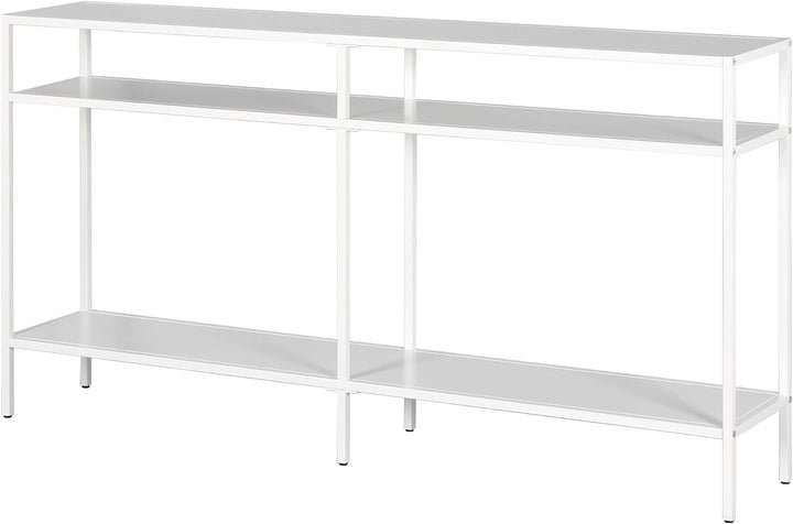 Rectangular Console Table with Metal Shelves, Matte White