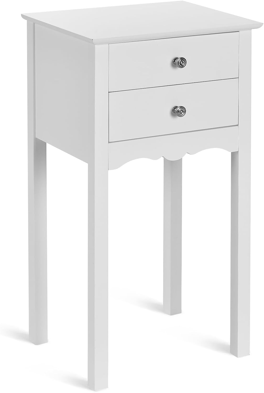 End Table w/ 2 Drawers Side Table Nightstand White