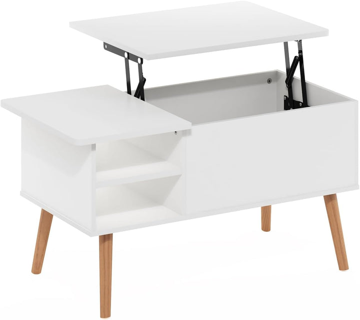 Wooden Lift Top Coffee Table with Hidden Compartment, White