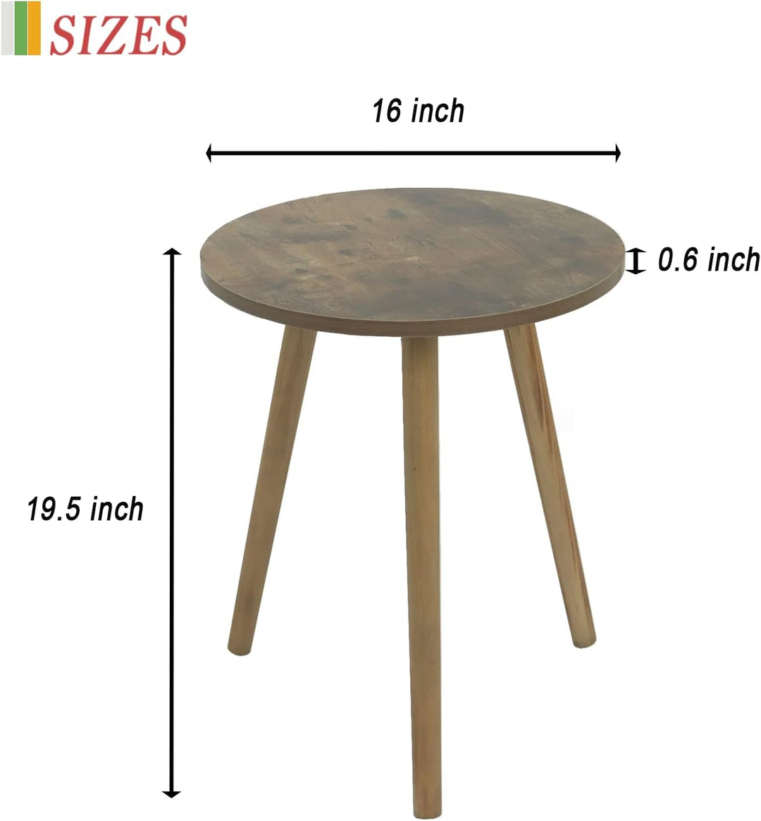 Round Side Table, Small Accent for Living Room (Rustic Brown)