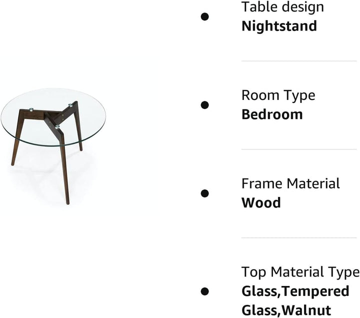 Round Tempered Glass End Table, Minimalist Mid Century Coffee Table