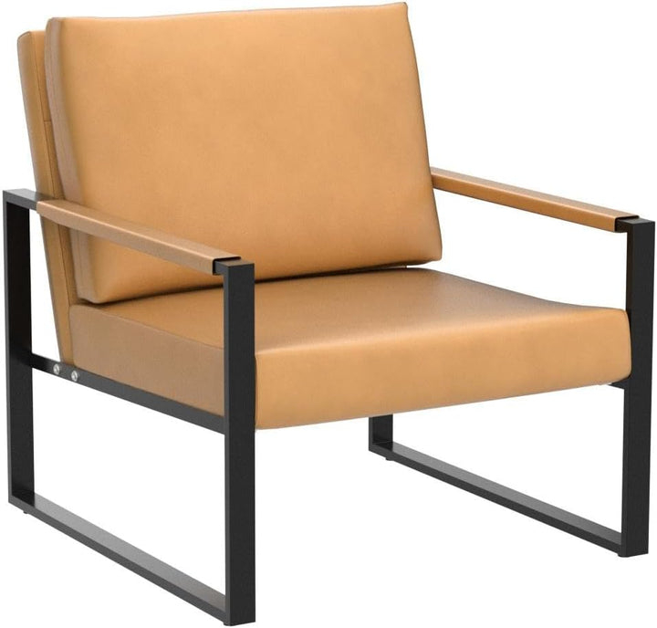 Modern PU Leather Accent Chair Arm Chair, Camel