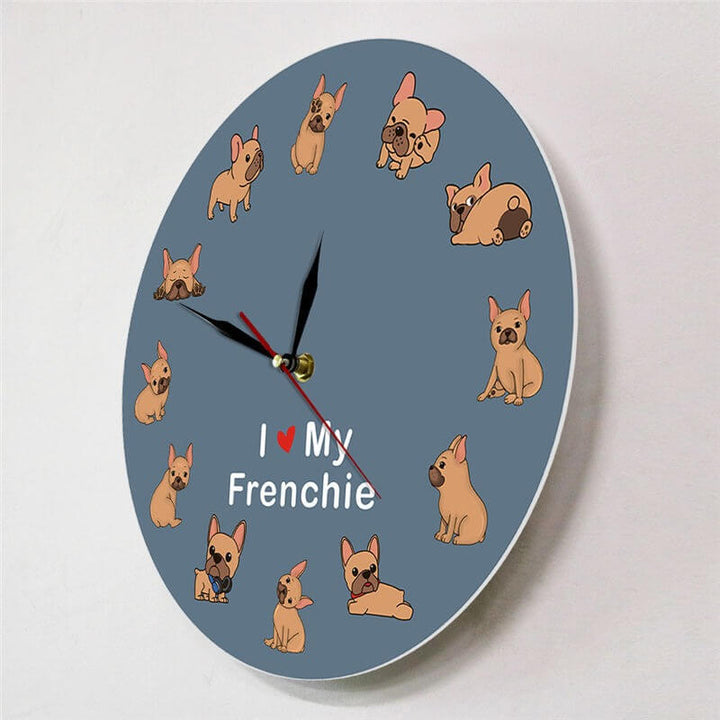 "I Love My Frenchie" Silent Non-Ticking Wall Clock