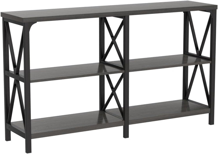 Industrial Console Table, Rustic Wood and Metal Sofa Table