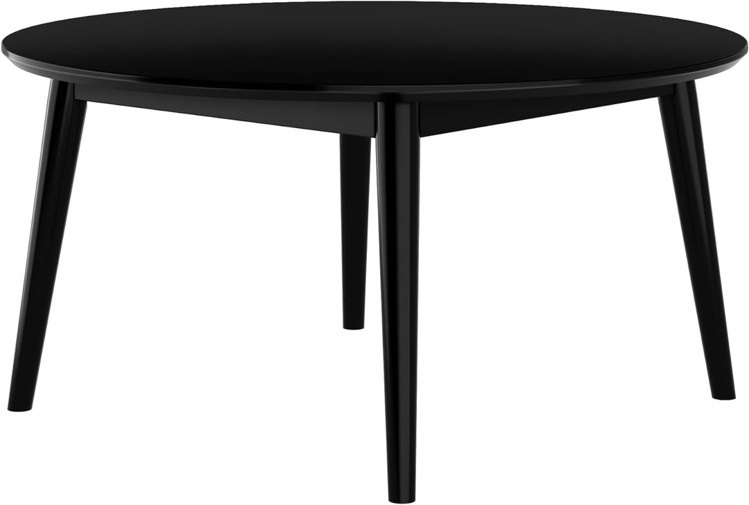 Stylish Mid-Century Modern Coffee Table, 36-Inch Round, Black