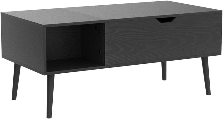 OLIXIS Modern Lift Top Coffee Table with Storage Shelf, Black