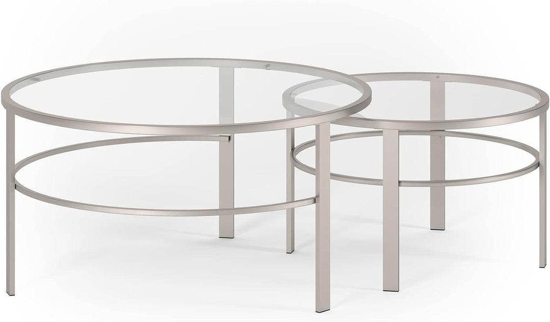 Nested Coffee Table in Satin Nickel, Modern Design