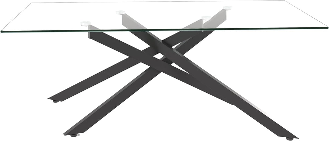 Elegant Glass Coffee Table, Modern Rectangular Center Table, F-black1