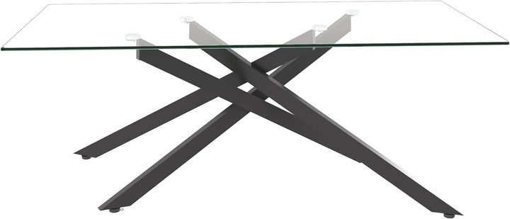 Elegant Glass Coffee Table, Modern Rectangular Center Table, F-black1