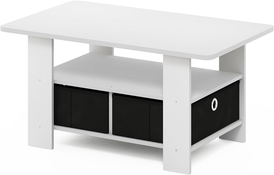 Furinno Andrey Modern Coffee Table, White/Black