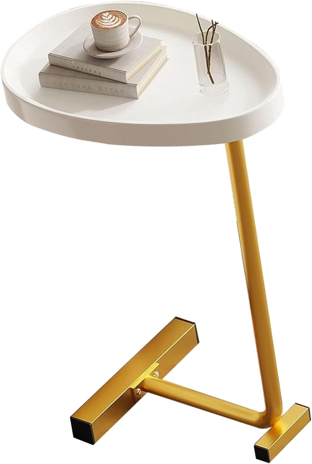 C Shaped Side Table, Compact Coffee Table, Living Room, Gold