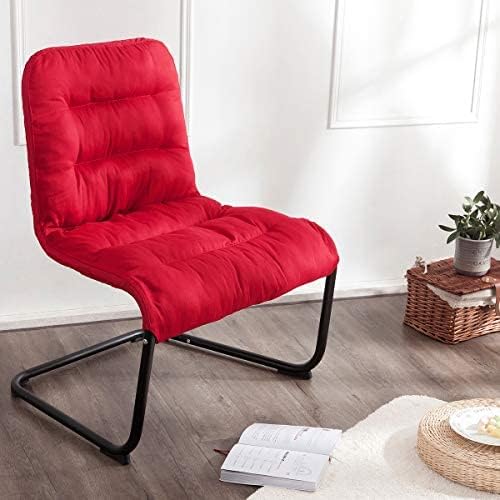 Durable Metal Modern Chair with Soft Cushion, Red