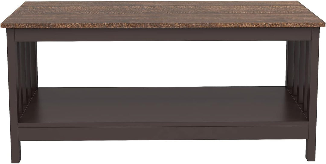 Farmhouse Coffee Table with Shelf, Espresso Finish