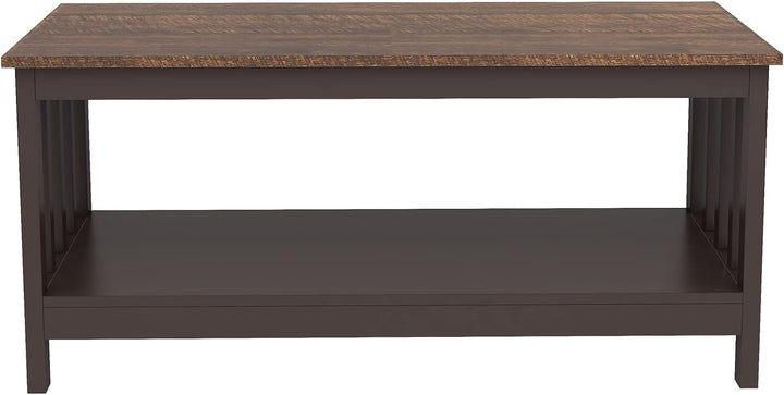 Farmhouse Coffee Table with Shelf, Espresso Finish