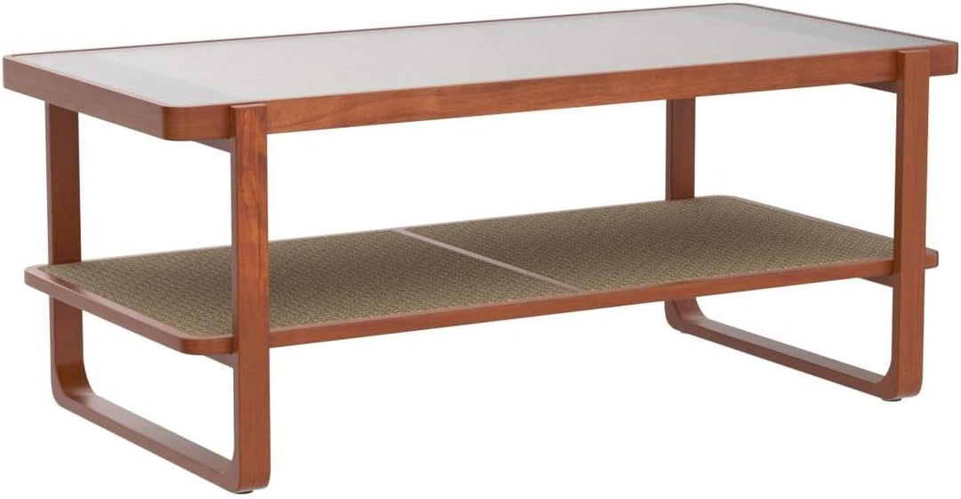 Mid-Century Modern Coffee Table, Boho Rectangular Solid Wood