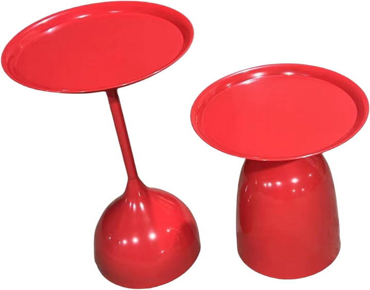 Fluted Side Tables, Drum Coffee Table, Hump Console Table, Metal Coffee Table (Red)