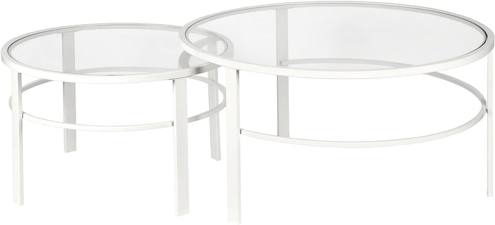 Henn&Hart Round Nested Coffee Table, Modern Living Room, White