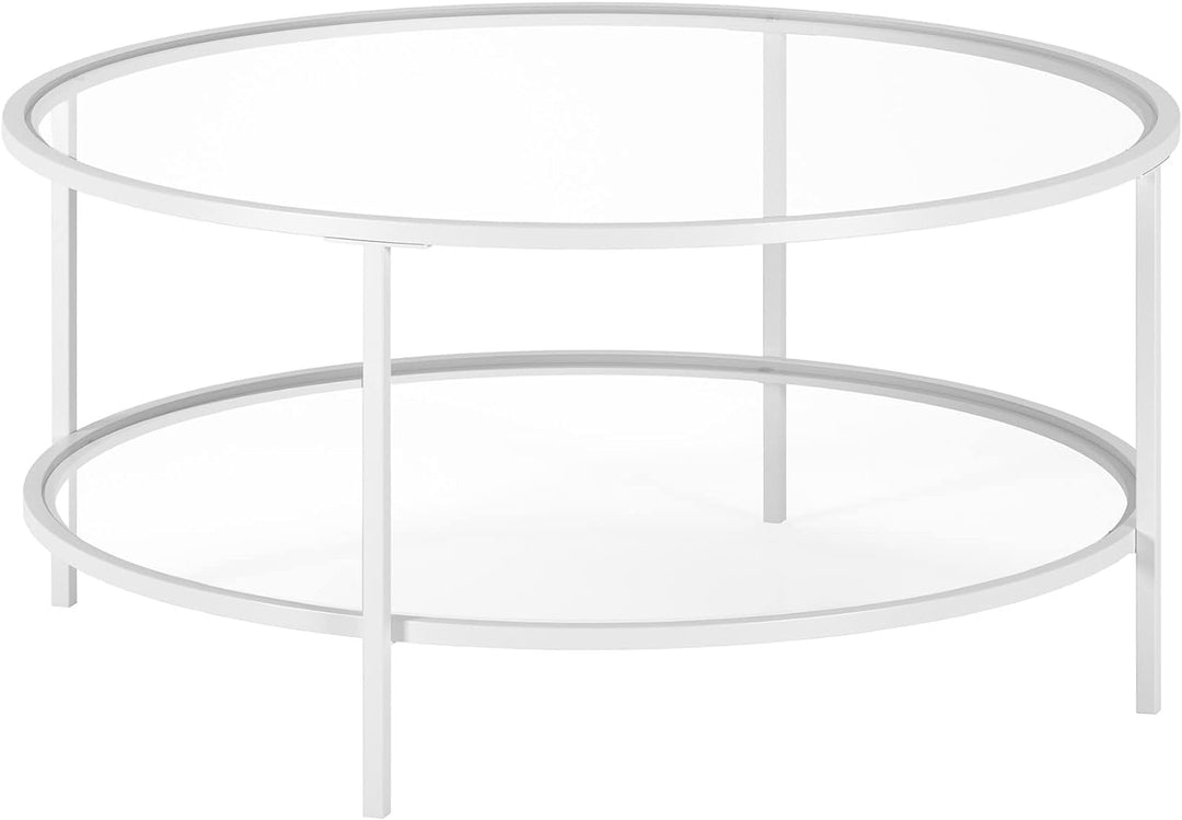 Elegant Round Coffee Table with Glass Top, Modern Design