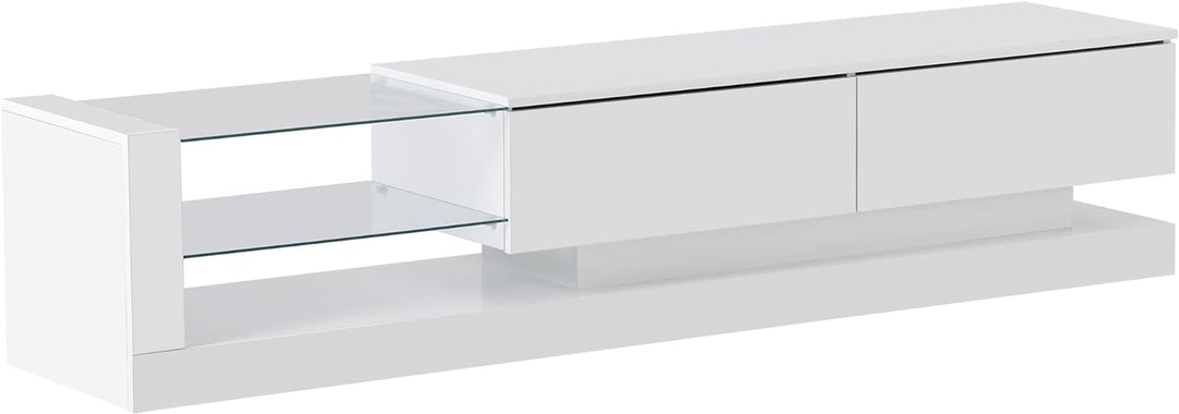 Harper & Bright Designs Modern High Gloss Entertainment Center, White