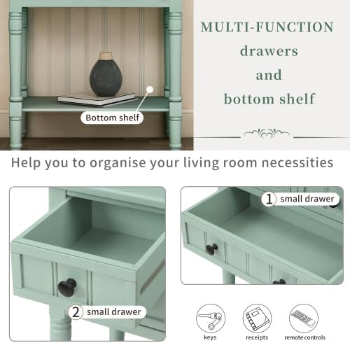 Narrow Console, Slim Sofa Table with 3 Storage Drawers