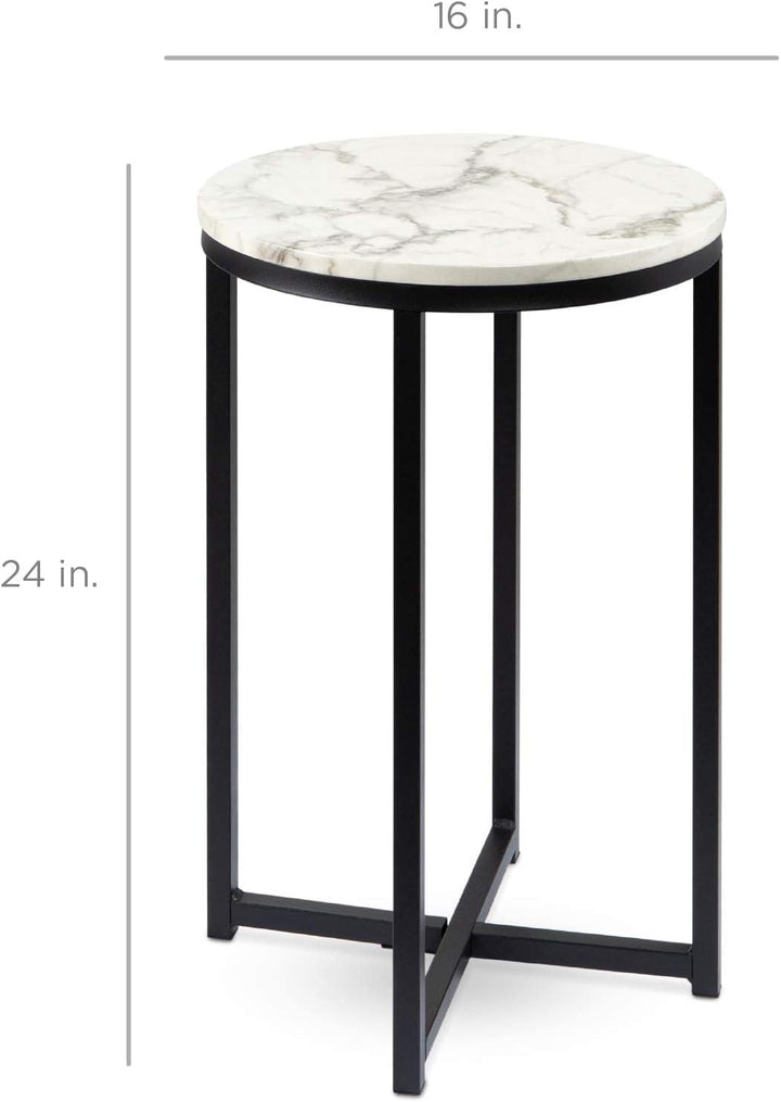 16in Faux Marble Accent Table