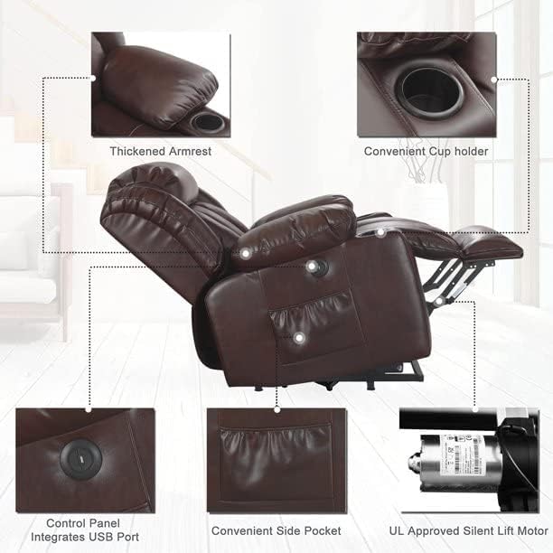 COOSLEEP Power Lift Recliner Chair Massage Heat Elderly Brown