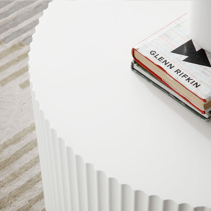 Modern Nesting Coffee Table Set, White Round End Tables