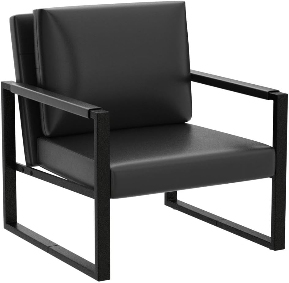 Modern PU Leather Accent Chair Arm Chair Black