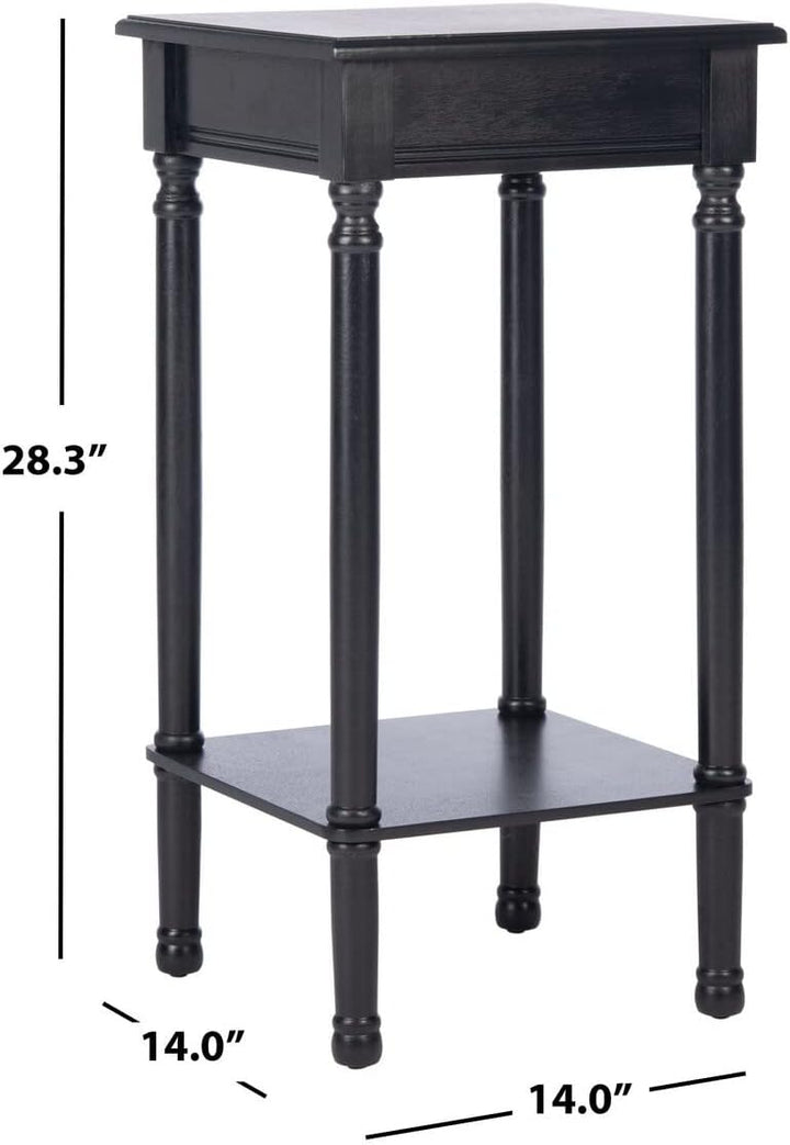 Home Collection Tinsley Black Square Bottom Shelf Round Accent Table