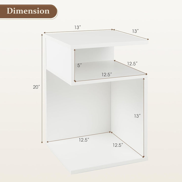 S-Shaped End Table Set of 2, Sofa Side Table